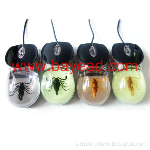Real Scorpion Insect Amber Optical Computer Mouse For Gift , Novelties